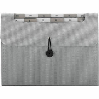 Step Index Organizer, 12 Sections, Cord/Hook Closure, 1/6-Cut Tabs, Letter Size, Silver