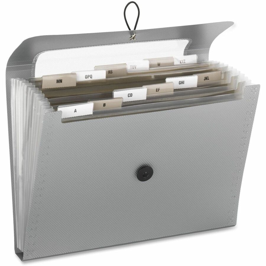 Step Index Organizer, 12 Sections, Cord/Hook Closure, 1/6-Cut Tabs, Letter Size, Silver