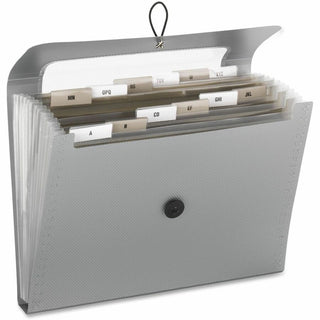 Step Index Organizer, 12 Sections, Cord/Hook Closure, 1/6-Cut Tabs, Letter Size, Silver