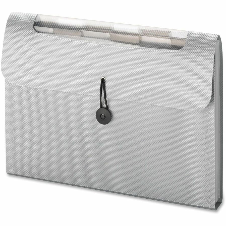 Step Index Organizer, 12 Sections, Cord/Hook Closure, 1/6-Cut Tabs, Letter Size, Silver