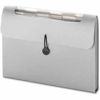 Step Index Organizer, 12 Sections, Cord/Hook Closure, 1/6-Cut Tabs, Letter Size, Silver