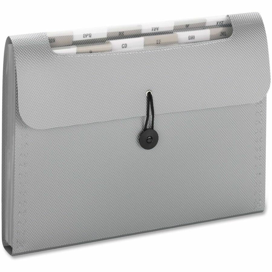 Step Index Organizer, 12 Sections, Cord/Hook Closure, 1/6-Cut Tabs, Letter Size, Silver