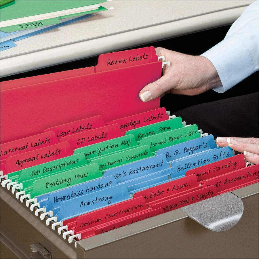 Erasable Folders, Letter Size, 1/3-Cut Tabs, Assorted Colors, 18/Box