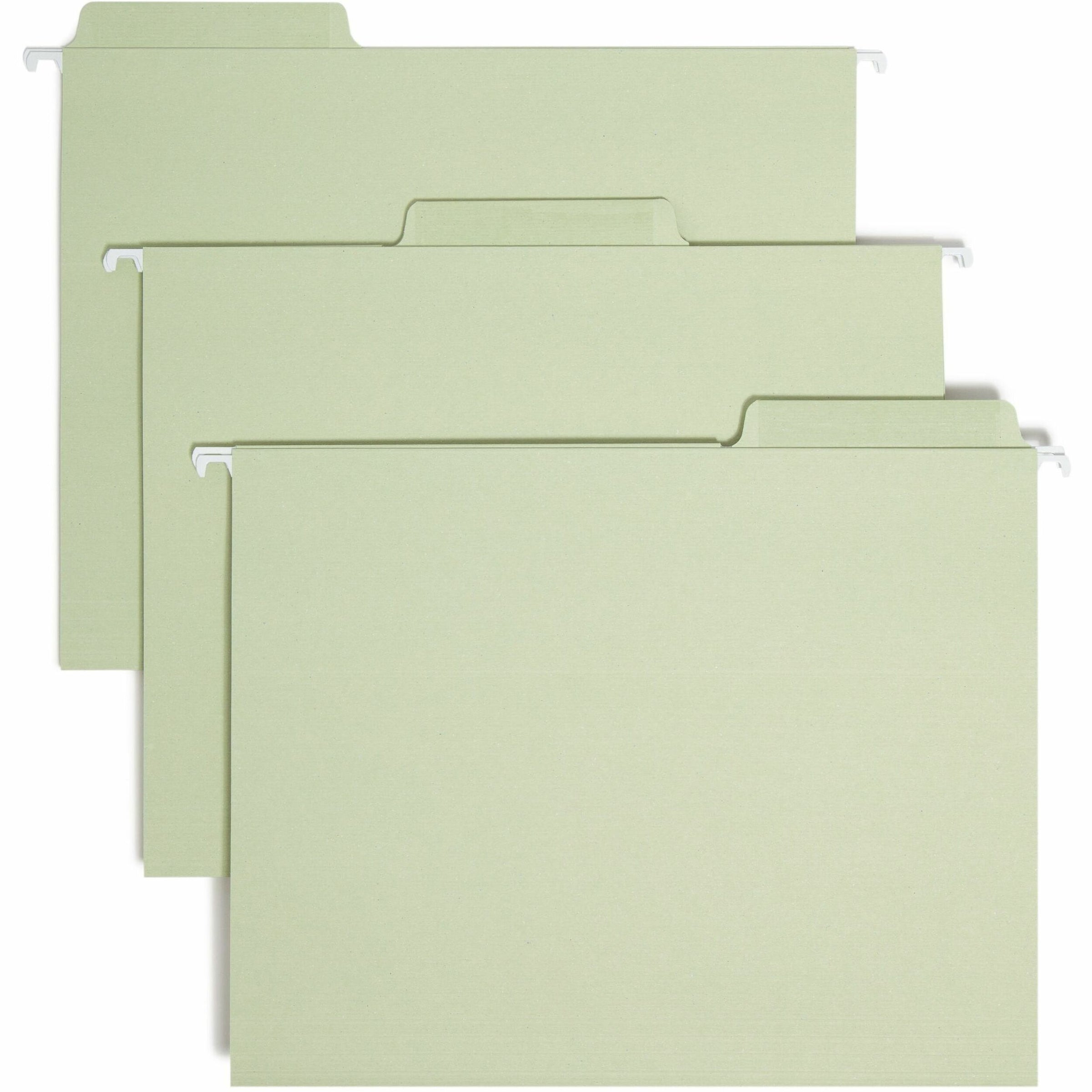 Erasable FasTab Hanging Folders, Letter Size, 1/3-Cut Tabs, Moss, 20/Box