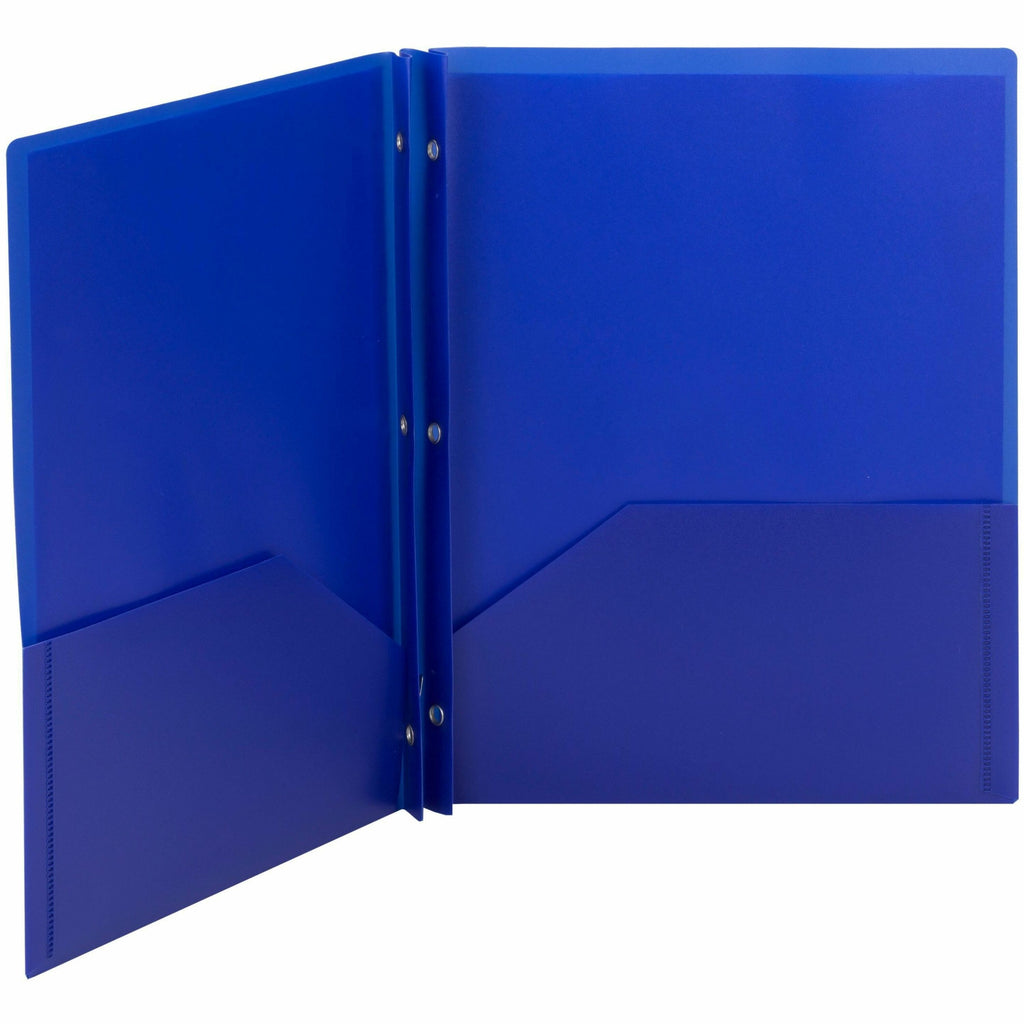 Poly Two-Pocket Folder with Fasteners, 180-Sheet Capacity, 11 x 8.5, Blue, 25/Box
