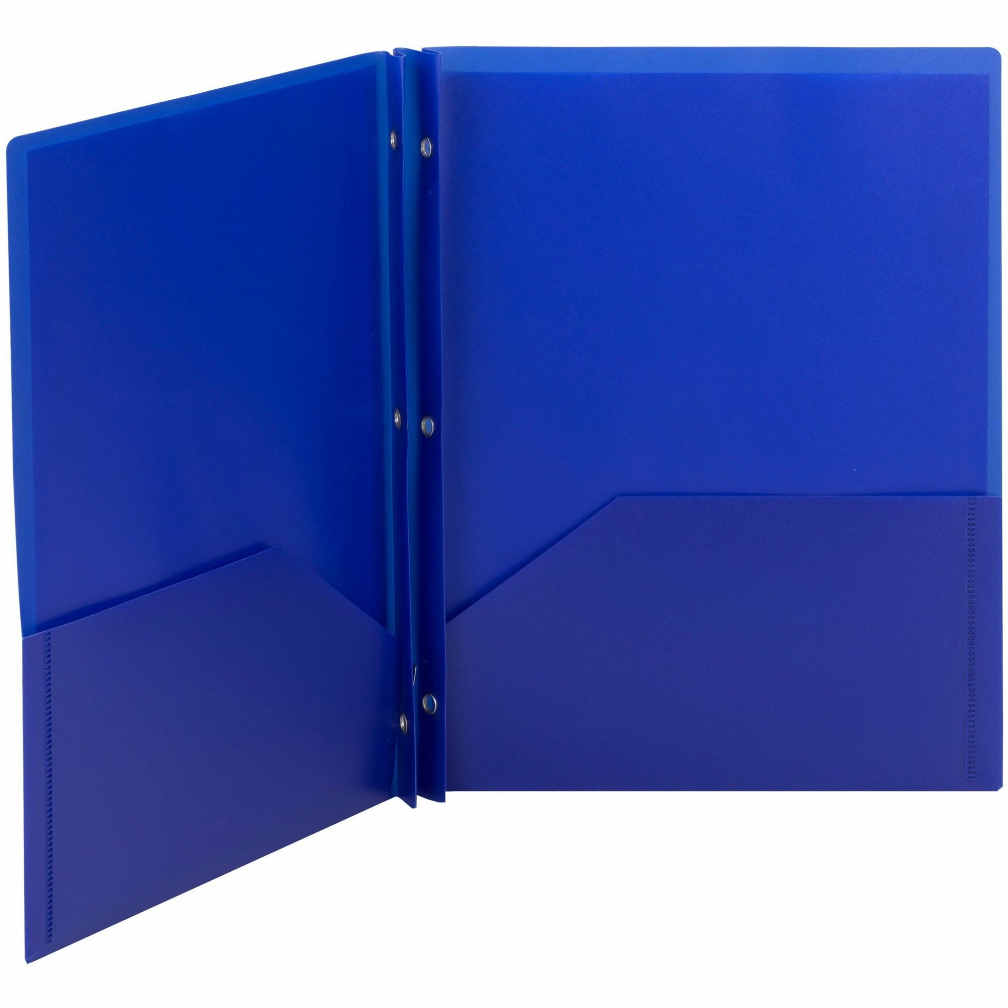 Poly Two-Pocket Folder with Fasteners, 180-Sheet Capacity, 11 x 8.5, Blue, 25/Box