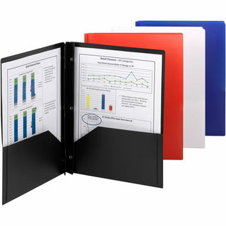 Poly Two-Pocket Folder with Fasteners, 180-Sheet Capacity, 11 x 8.5, Blue, 25/Box