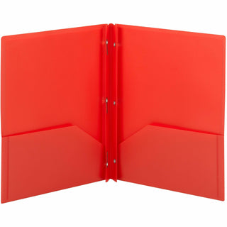 Poly Two-Pocket Folder with Fasteners, 180-Sheet Capacity, 11 x 8.5, Red, 25/Box