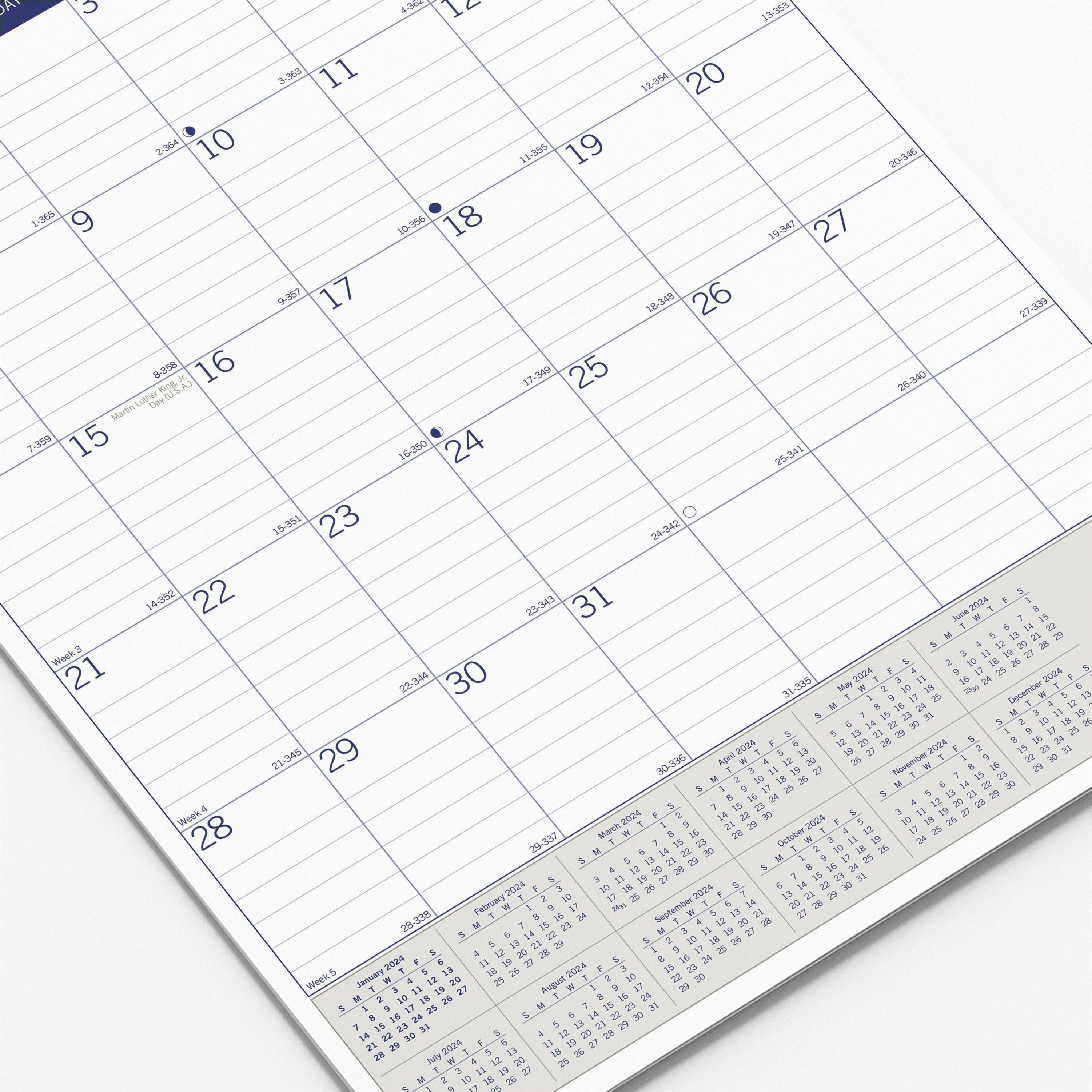 blueline-ecologix-wall-calendar-monthly-12-month-january-2024-december-2024-1-month-single-page-layout-12-x-17-sheet-size-white-brown-green-chipboard-reinforced-eco-friendly-reference-calendar-1-each_redc171203 - 2