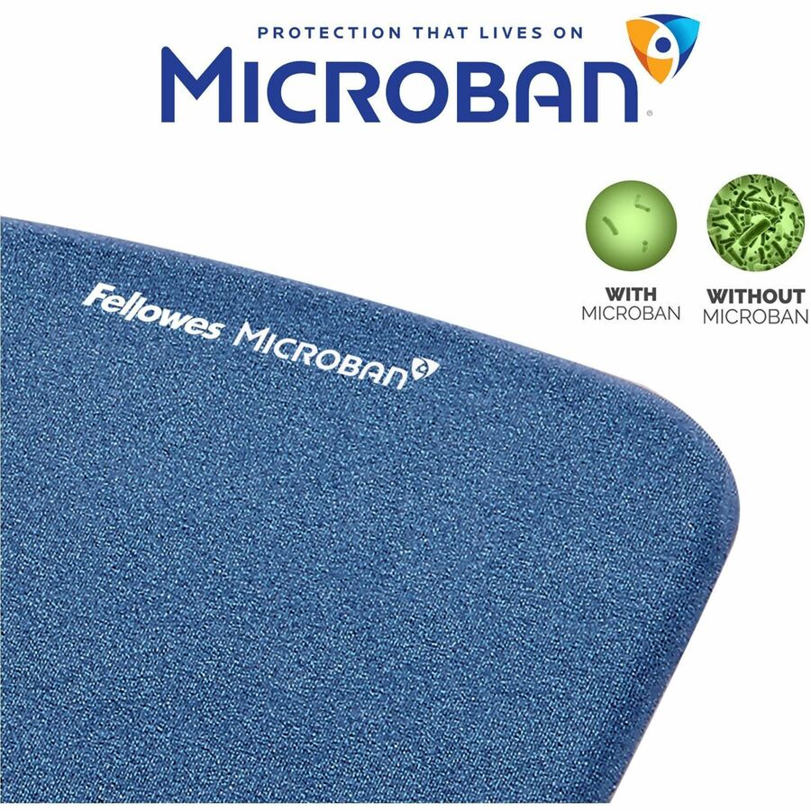 PlushTouch Mouse Pad with Wrist Rest, 7.25 x 9.37, Blue