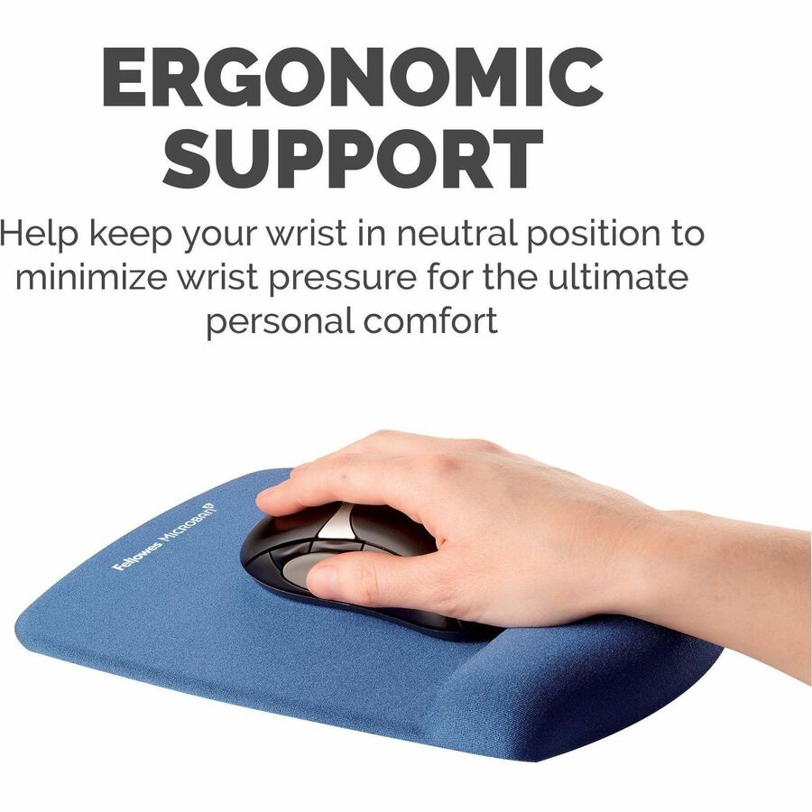 PlushTouch Mouse Pad with Wrist Rest, 7.25 x 9.37, Blue