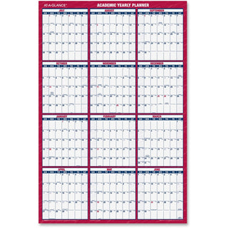 Academic Erasable Reversible Extra Large Wall Calendar, 48 x 32, White/Blue/Red, 12 Month (July to June): 2023 to 2024