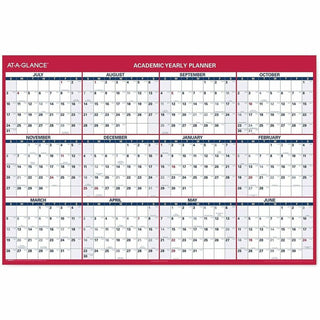 Academic Erasable Reversible Extra Large Wall Calendar, 48 x 32, White/Blue/Red, 12 Month (July to June): 2023 to 2024