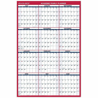 Academic Erasable Reversible Extra Large Wall Calendar, 48 x 32, White/Blue/Red, 12 Month (July to June): 2023 to 2024