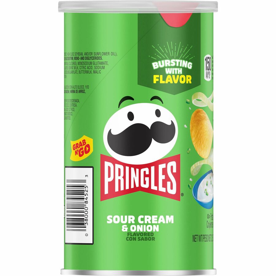 Pringles Sour Cream & Onion - Sour Cream, Onion - Can - 1 Serving Can - 2.50 oz - 12 / Carton