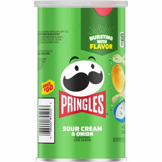 Pringles Sour Cream & Onion - Sour Cream, Onion - Can - 1 Serving Can - 2.50 oz - 12 / Carton