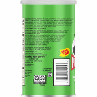 Pringles Sour Cream & Onion - Sour Cream, Onion - Can - 1 Serving Can - 2.50 oz - 12 / Carton