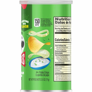Pringles Sour Cream & Onion - Sour Cream, Onion - Can - 1 Serving Can - 2.50 oz - 12 / Carton