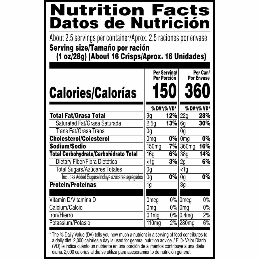 Pringles Original - Original - Can - 1 Serving Can - 2.38 oz - 12 / Carton