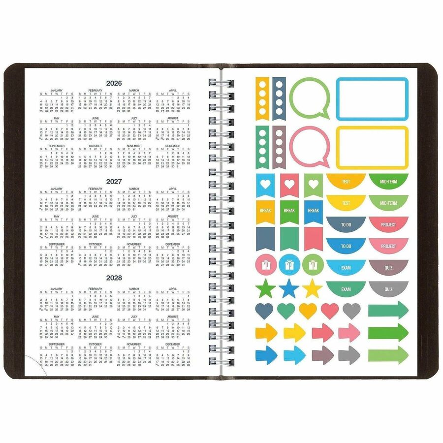 Academic Weekly/Monthly Planner, 8 x 5, Black Cover, 13-Month (Jul to Aug): 2023 to 2024