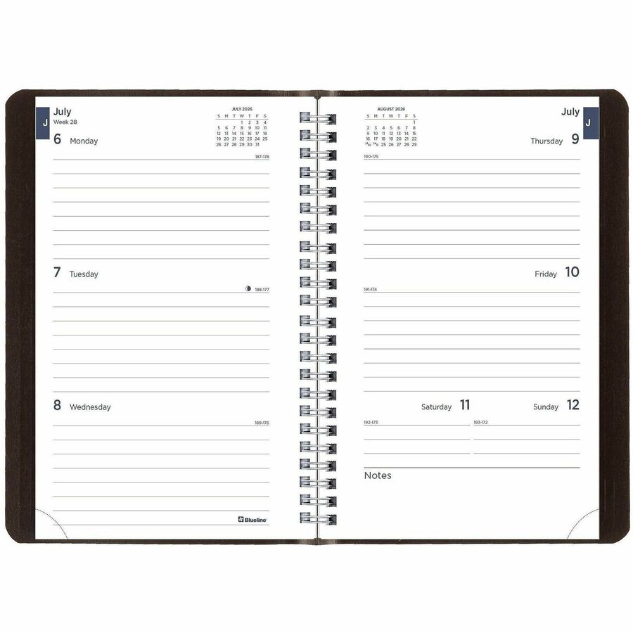 Academic Weekly/Monthly Planner, 8 x 5, Black Cover, 13-Month (Jul to Aug): 2023 to 2024