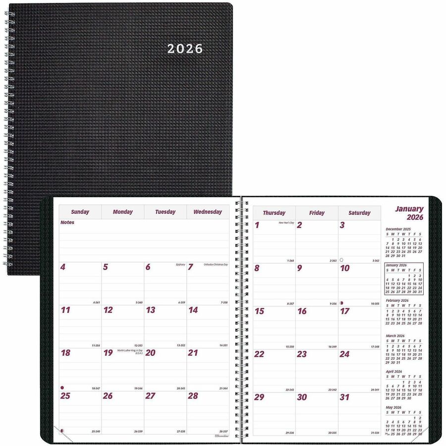 DuraFlex 14-Month Planner, 8.88 x 7.13, Black Cover, 14-Month (Dec to Jan): 2023 to 2025