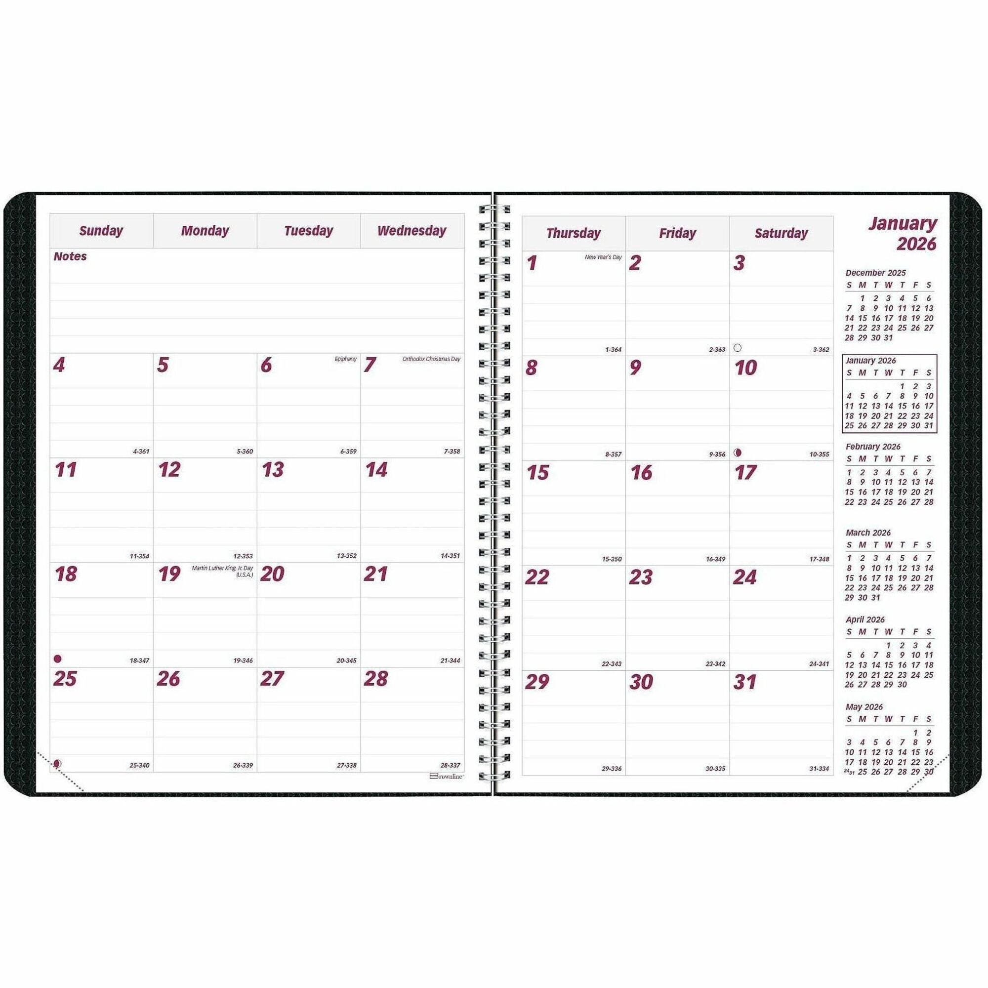 DuraFlex 14-Month Planner, 8.88 x 7.13, Black Cover, 14-Month (Dec to Jan): 2023 to 2025