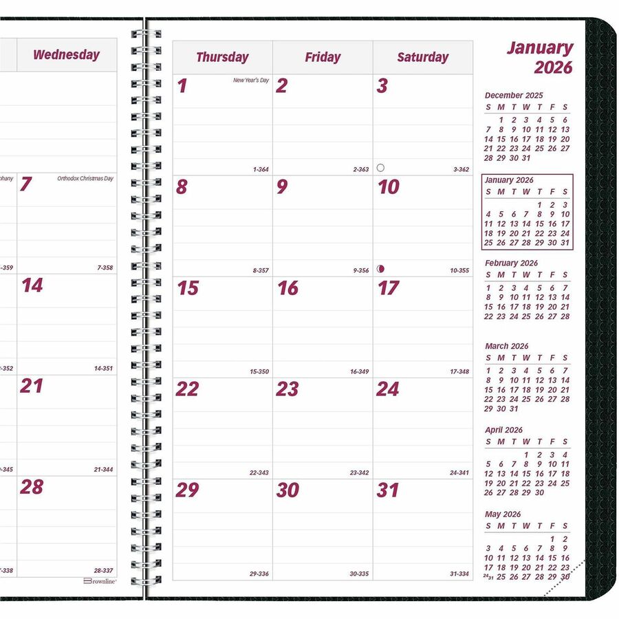 DuraFlex 14-Month Planner, 8.88 x 7.13, Black Cover, 14-Month (Dec to Jan): 2023 to 2025