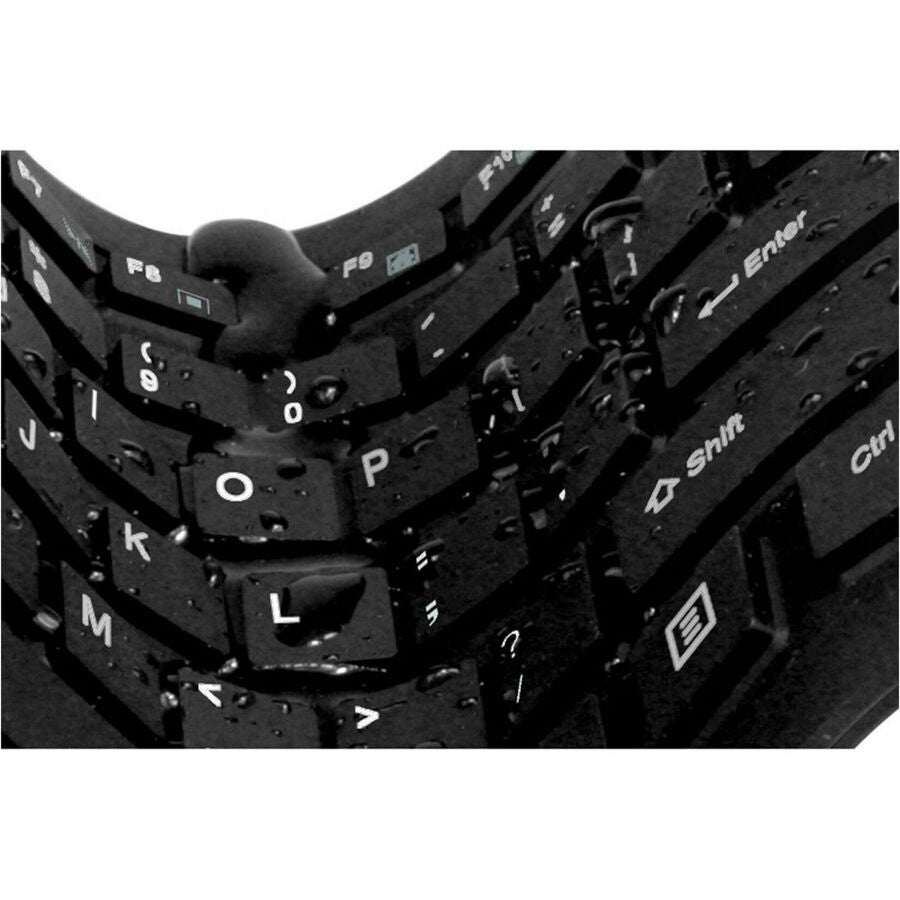 Slimtouch 232 Antimicrobial Waterproof Flex Keyboard, 120 Keys, Black