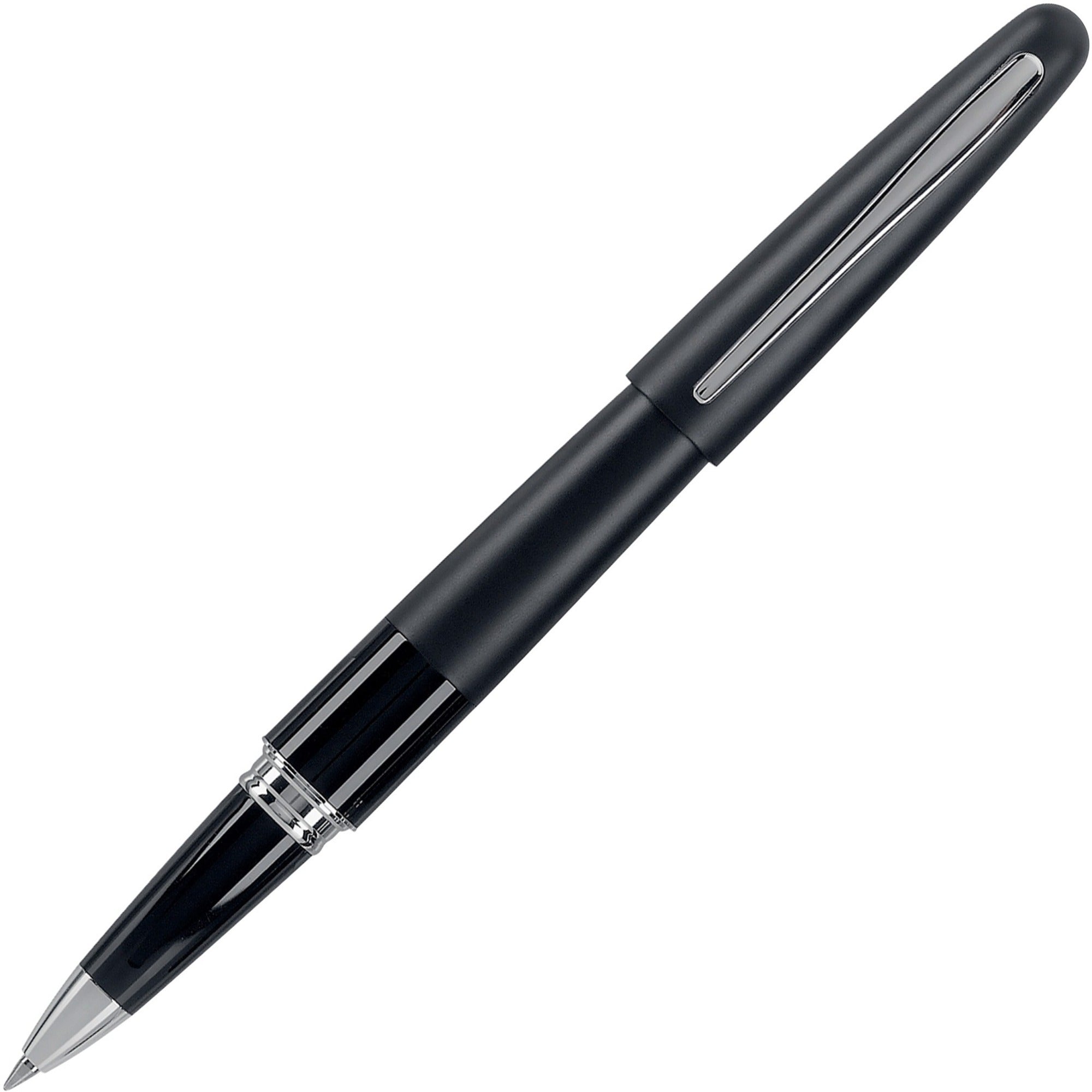Pilot Metropolitan Fine Gel Roller - Fine Pen Point - Refillable - Black Gel-based Ink - Metallic Brass, Black Barrel - 1 Each - 