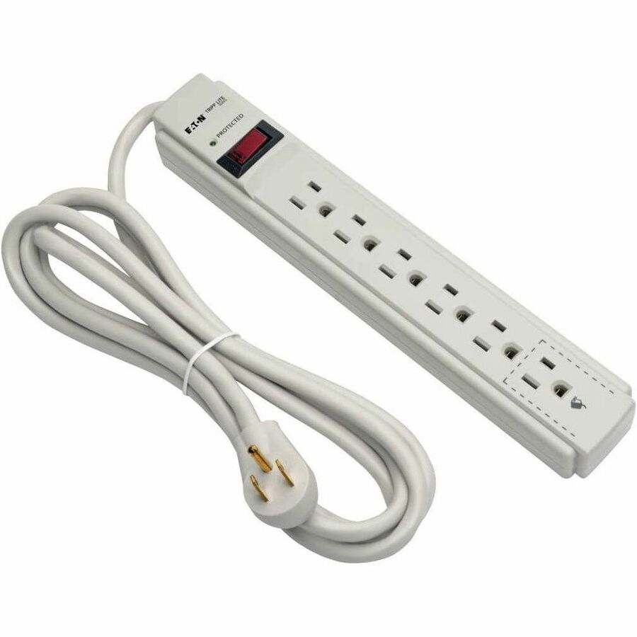 Tripp Lite by Eaton Protect It! 6-Outlet Surge Protector 8 ft. (2.43 m) Cord 990 Joules Low-Profile Right-Angle 5-15P plug - 6 x NEMA 5-15R - 1875 VA - 990 J - 120 V AC, 125 V AC Input