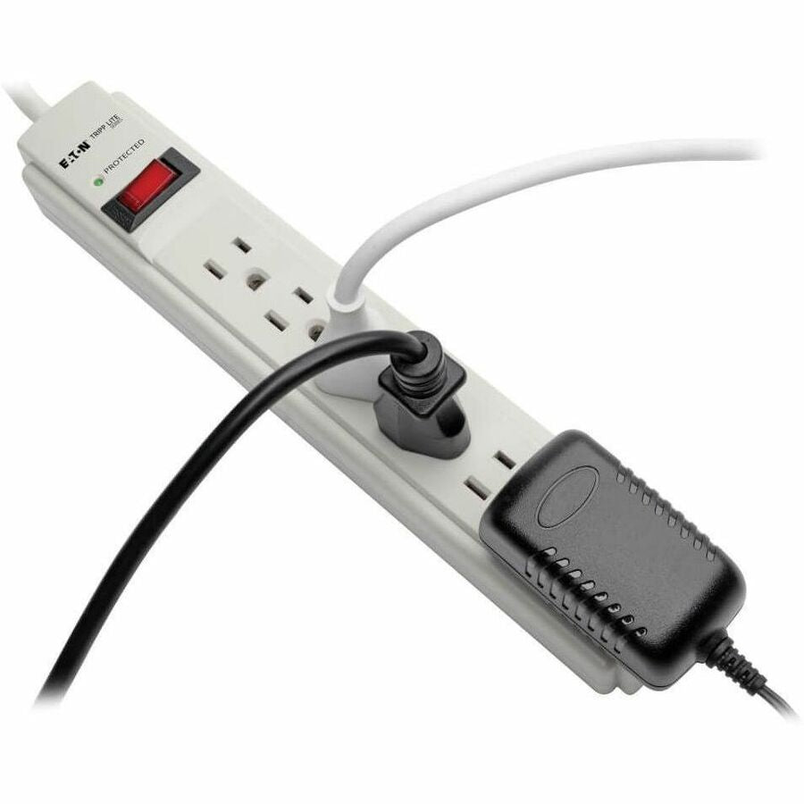 Tripp Lite by Eaton Protect It! 6-Outlet Surge Protector 8 ft. (2.43 m) Cord 990 Joules Low-Profile Right-Angle 5-15P plug - 6 x NEMA 5-15R - 1875 VA - 990 J - 120 V AC, 125 V AC Input