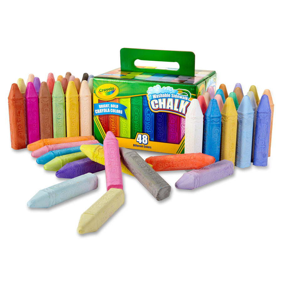 Crayola Washable Sidewalk Chalk - 4" Length - 0.9" Diameter - Assorted - 48 / Box - Roll Stop, Washable - 