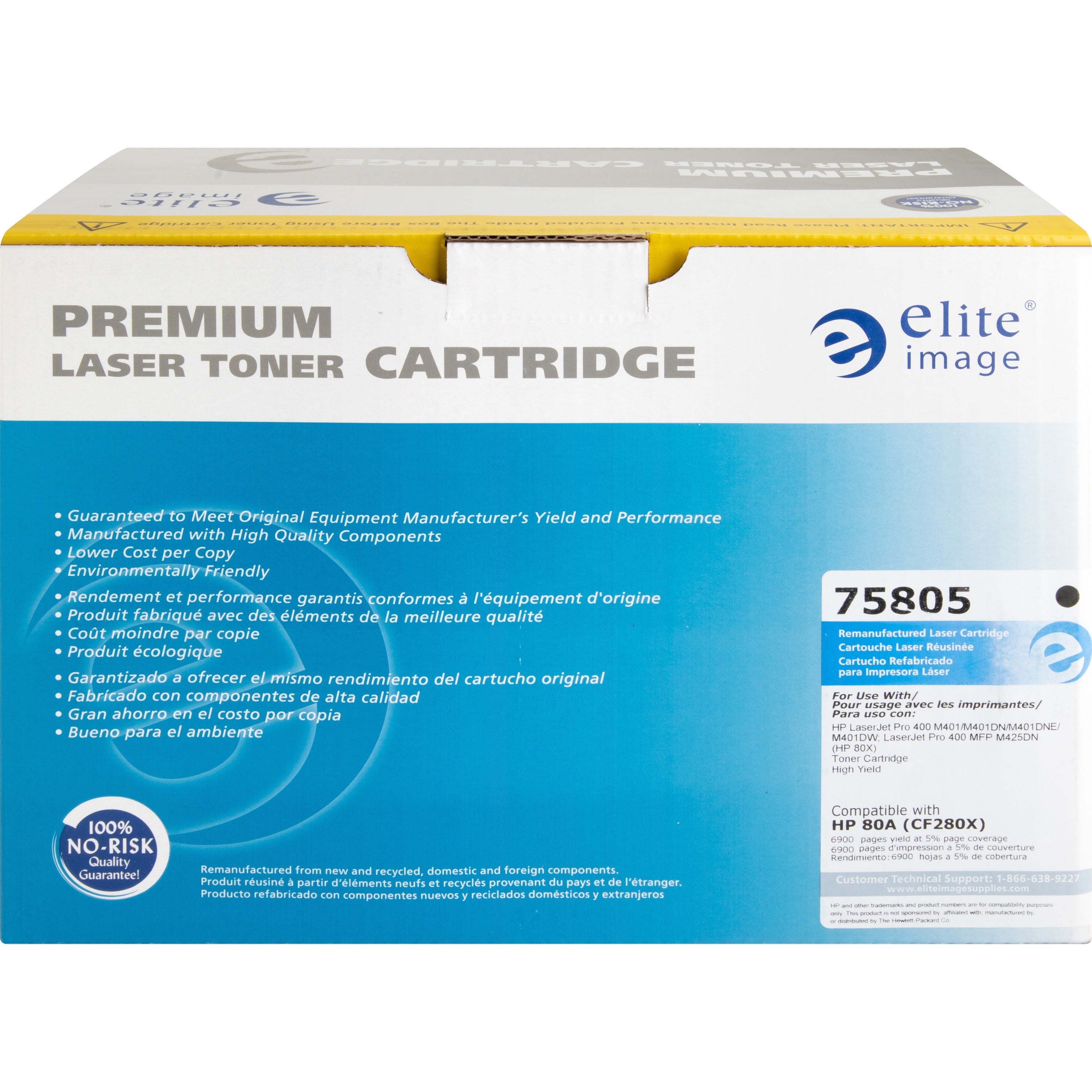 Elite Image Remanufactured High Yield Laser Toner Cartridge - Alternative for HP 80X (CF280X) - Black - 1 Each - 6900 Pages - 2
