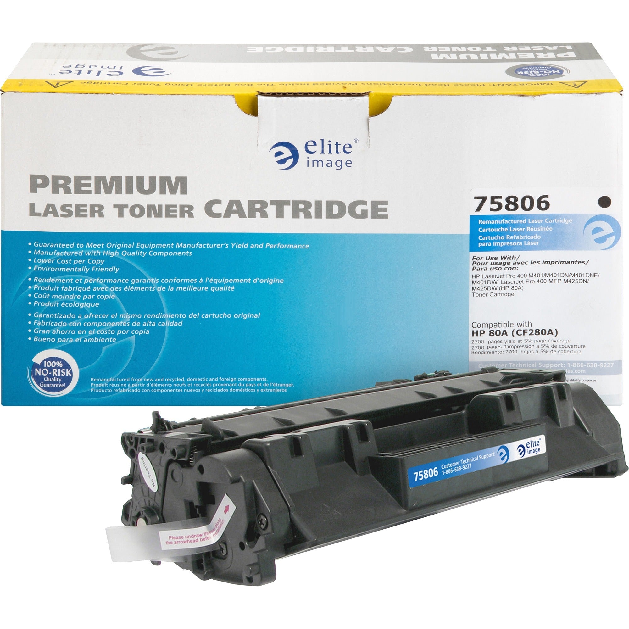 Elite Image Remanufactured Toner Cartridge - Alternative for HP 80A (CF280A) - Laser - 2700 Pages - Black - 1 Each - 1