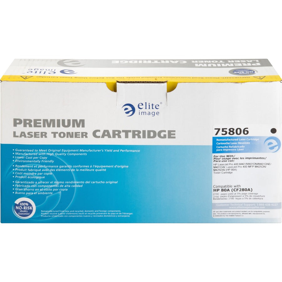 Elite Image Remanufactured Toner Cartridge - Alternative for HP 80A (CF280A) - Laser - 2700 Pages - Black - 1 Each