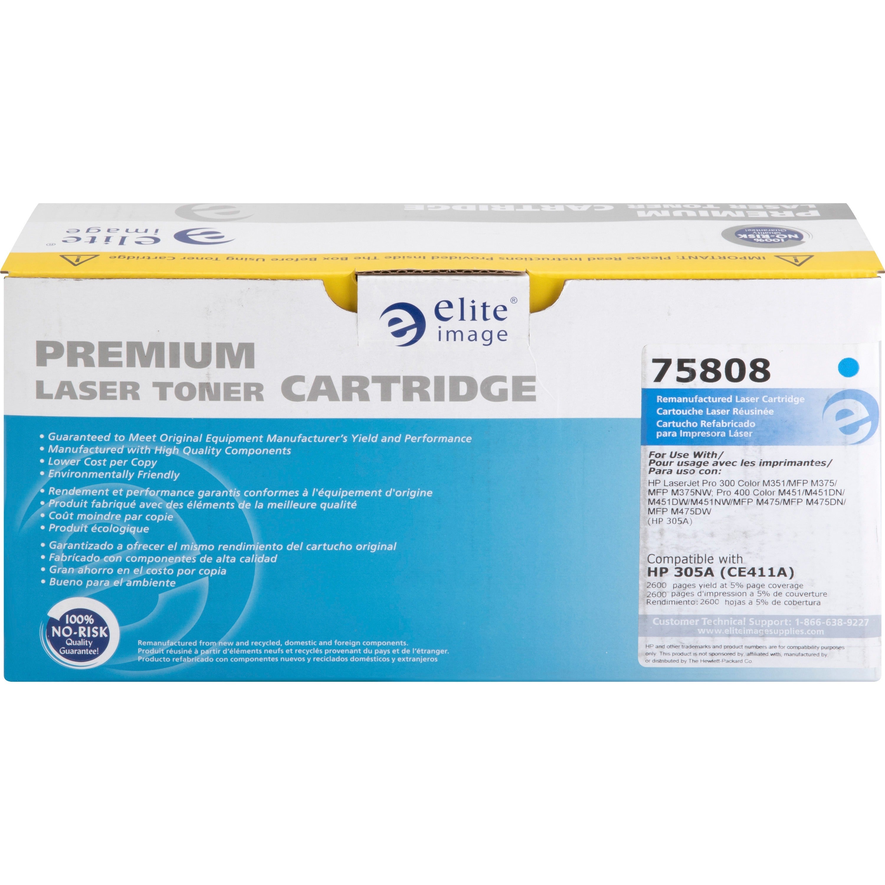 Elite Image Remanufactured Toner Cartridge - Alternative for HP 305A (CE411A) - Laser - 2600 Pages - Cyan - 1 Each - 2