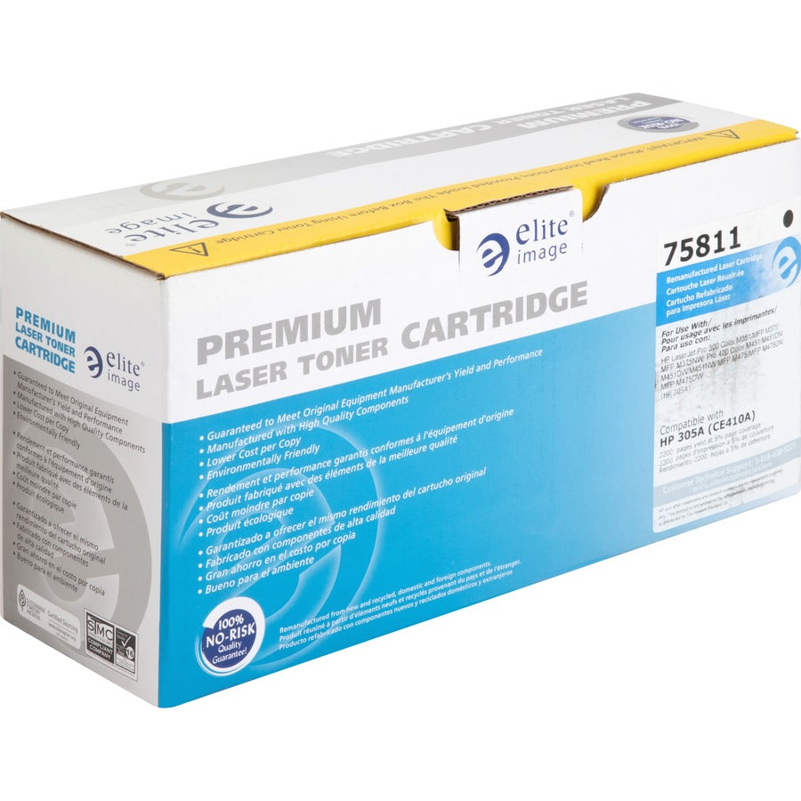 Elite Image Remanufactured Laser Toner Cartridge - Alternative for HP 305A (CE410A) - Black - 1 Each - 2200 Pages