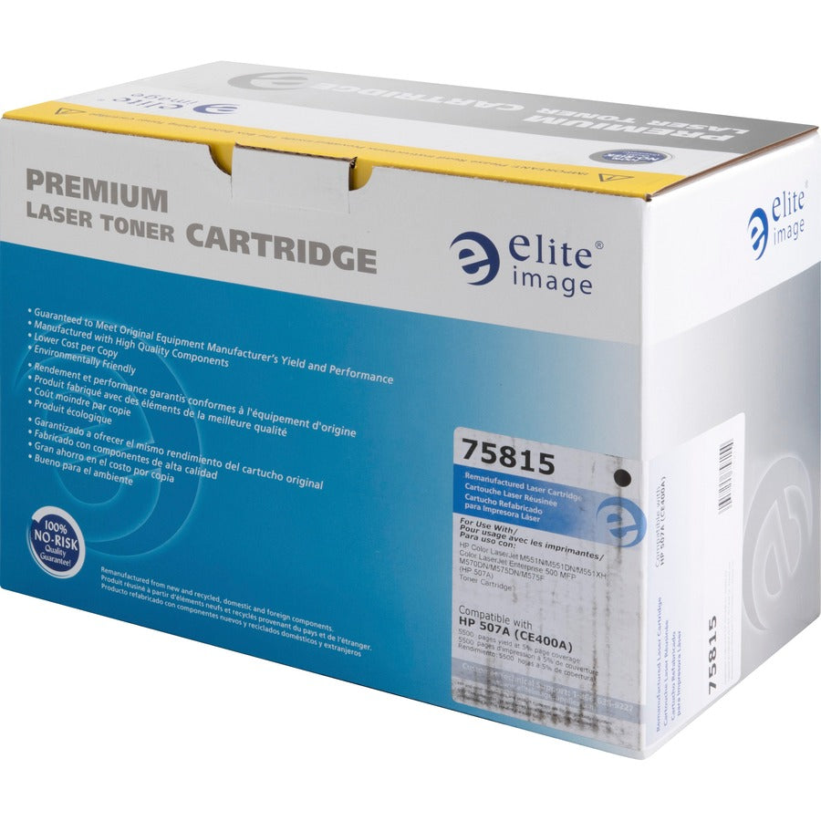 Elite Image Remanufactured Laser Toner Cartridge - Alternative for HP 507A (CE400A) - Black - 1 Each - 5500 Pages