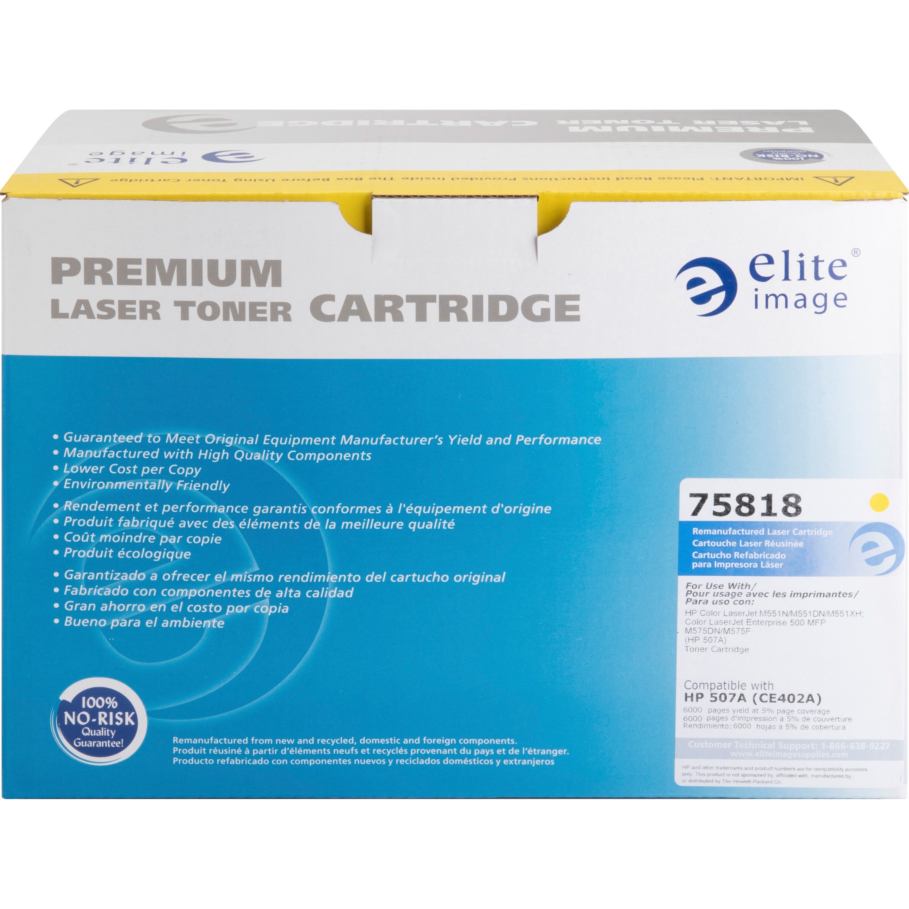 Elite Image Remanufactured Laser Toner Cartridge - Alternative for HP 507A (CE402A) - Yellow - 1 Each - 6000 Pages - 2
