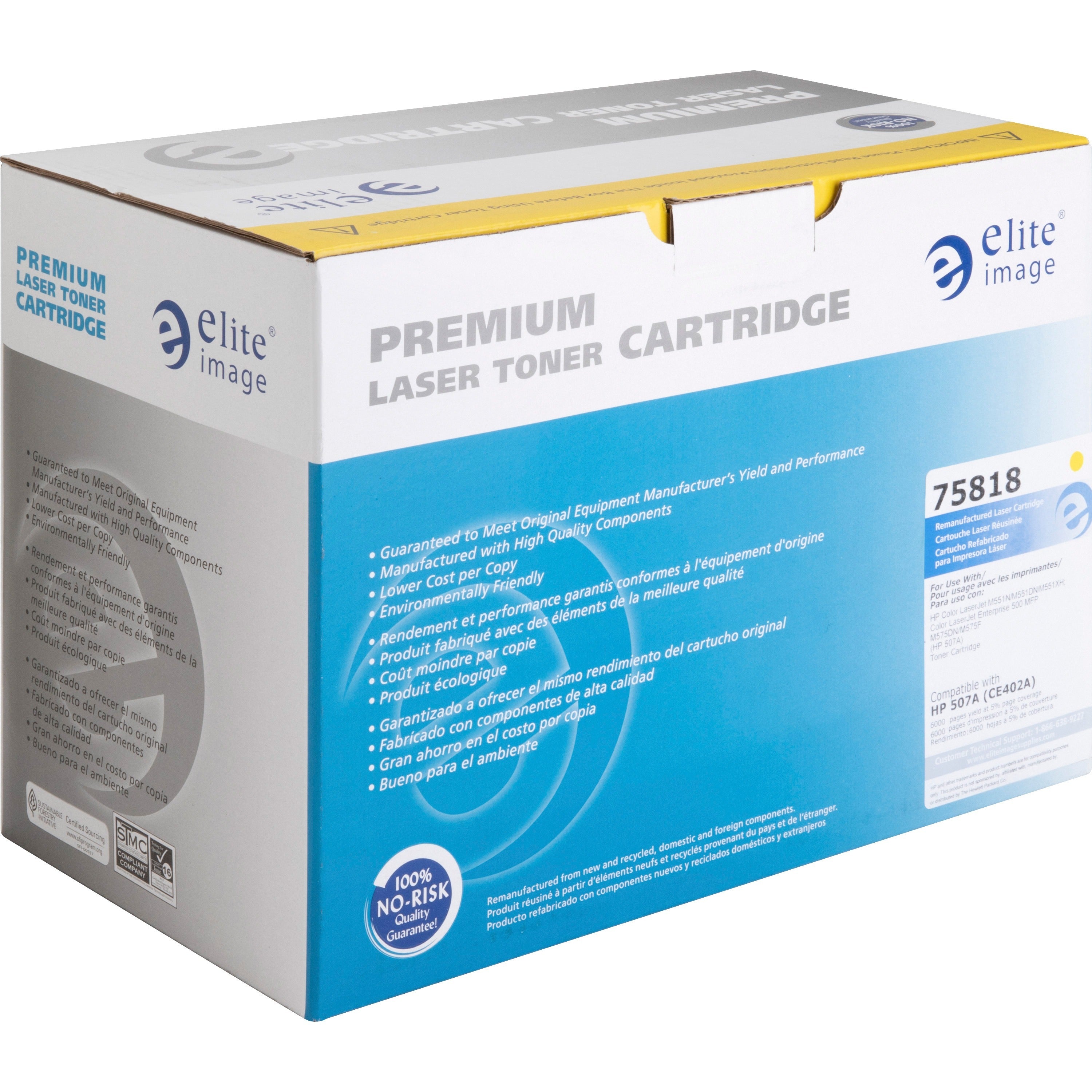 Elite Image Remanufactured Laser Toner Cartridge - Alternative for HP 507A (CE402A) - Yellow - 1 Each - 6000 Pages - 5