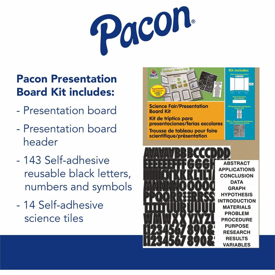 Pacon Science Fair Presentation Board - Science Project - 48"Height x 36"Width - 1 / Kit - White - 