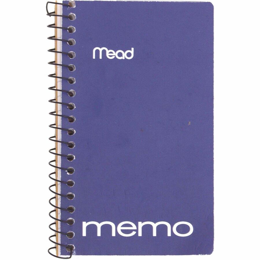 Mead Wirebound Memo Notebook - 60 Sheets - Wire Bound - 15 lb Basis Weight - 3" x 5" - White Paper - Black Binding - AssortedCardboard, Nylon Cover - Stiff-back - 1 Each