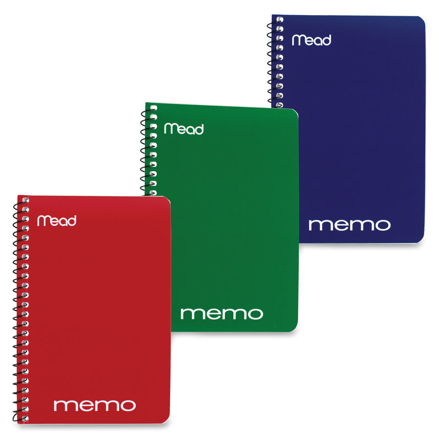 mead-wirebound-memo-notebook-60-sheets-wire-bound-15-lb-basis-weight-3-x-5-white-paper-black-binding-assortedcardboard-nylon-cover-stiff-back-1-each_mea45534 - 2