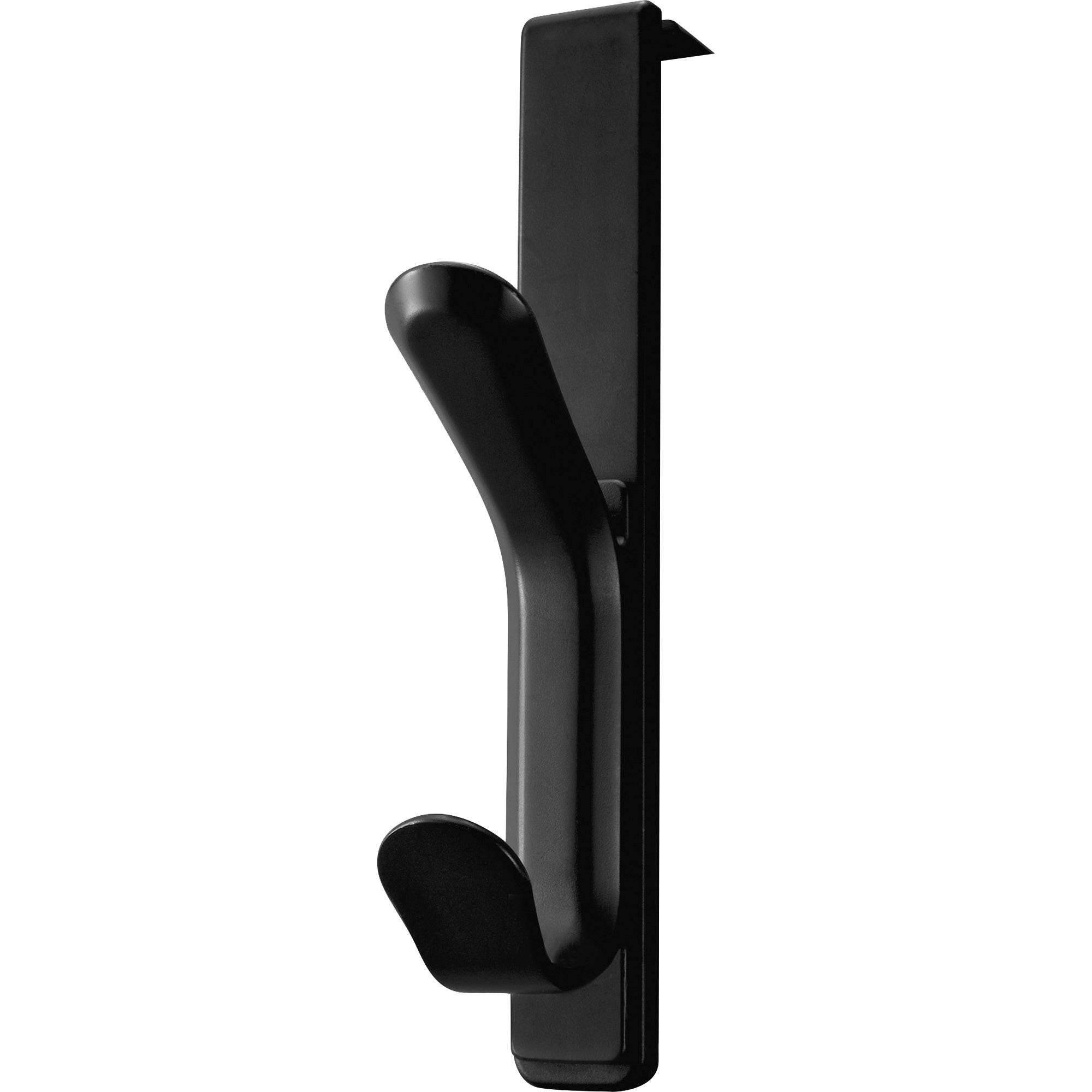 Lorell Over-the-panel Double Coat Hook - for Coat, Garment - Plastic - Black - 1 Each - 