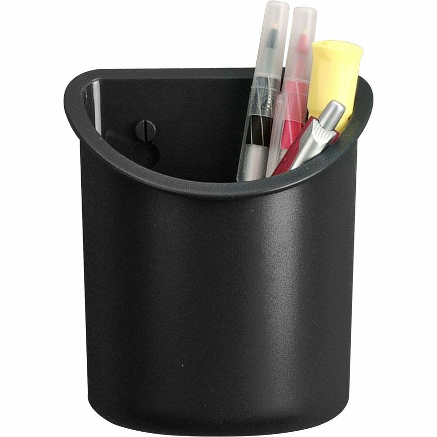 Lorell Recycled Mounting Pencil Cup - Plastic - 1 Each - Black - 4