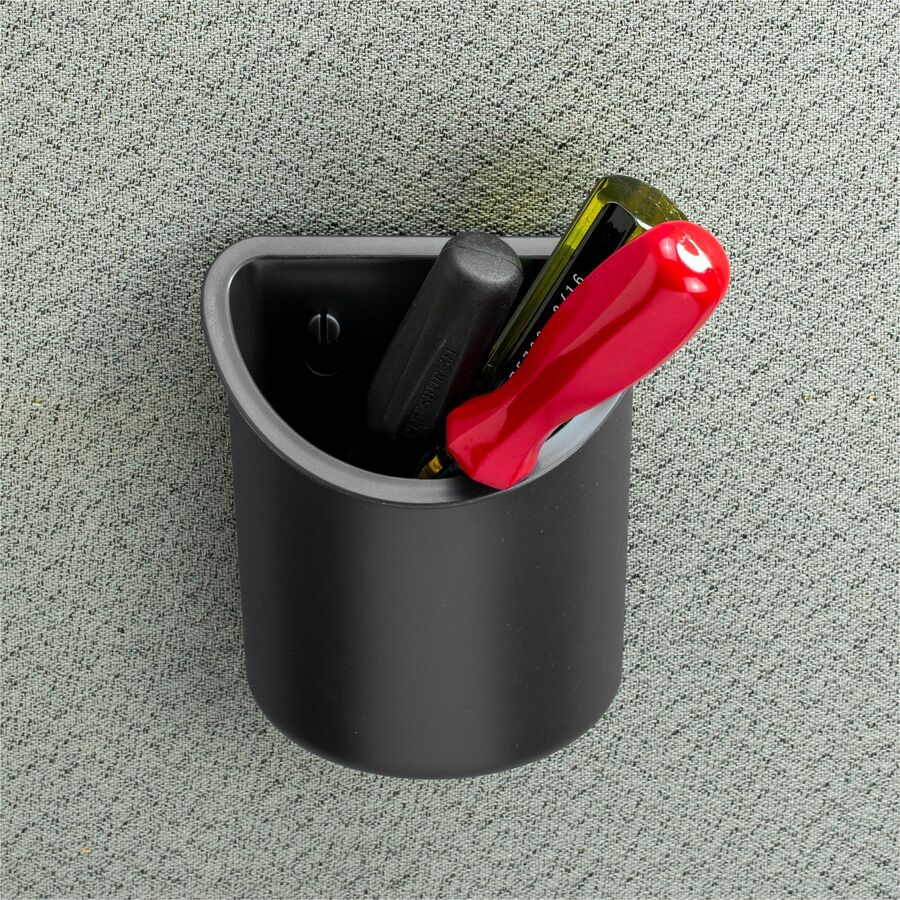 Lorell Recycled Mounting Pencil Cup - Plastic - 1 Each - Black