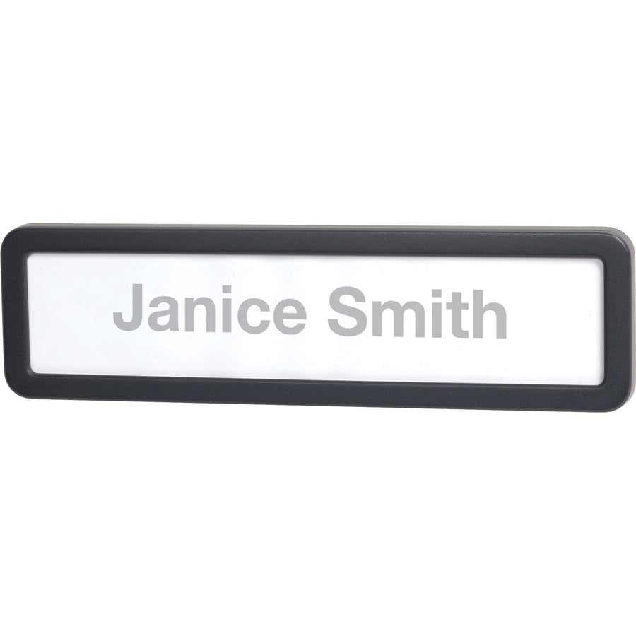 Lorell Recycled Cubicle Nameplate - 1 Each - 0.9" Width x 2.7" Height - Wall - Plastic - Black - 
