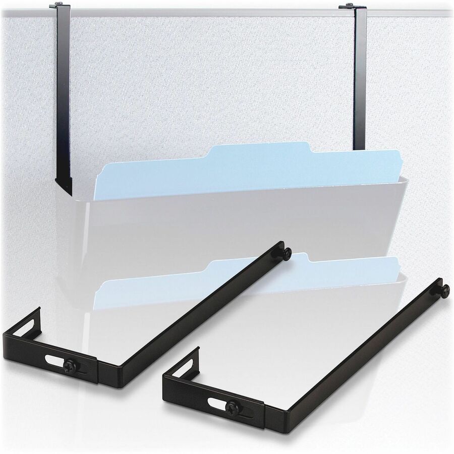 Lorell Partition Hangers - 7" Size - Metal - Black - 1 / Pair - 