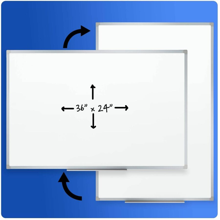 Dry Erase Board with Aluminum Frame, 36 x 24, Melamine White Surface, Silver Aluminum Frame